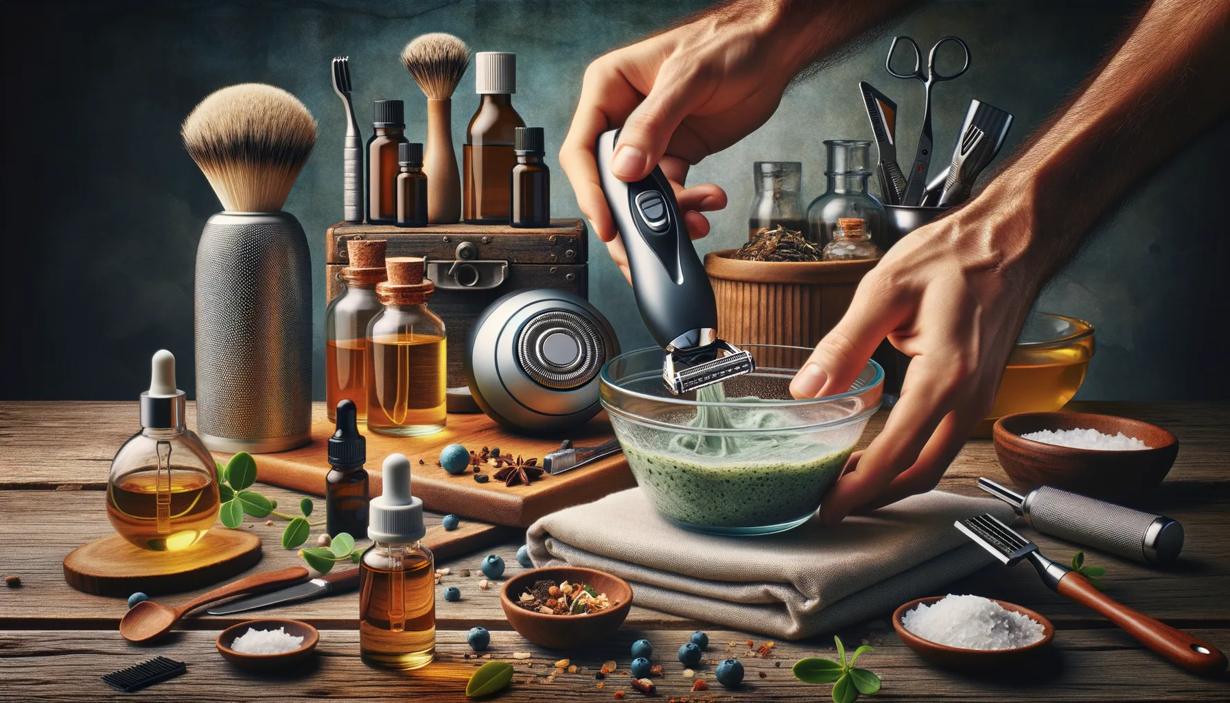 Rasier-Oele und Pflegeprodukte selbst mischen fuer perfekte Rasur